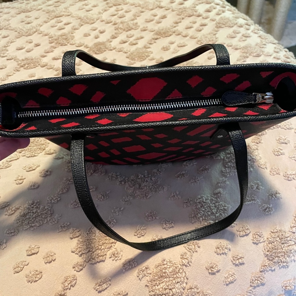 Coach Red and Black Plaid Tote - Picture 6 of 15